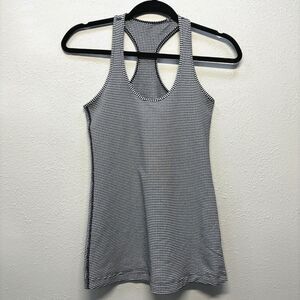LuLuLemon Women’s 4-6 Black/White Plaid Racerback Tunic Length Athletic Tank Top